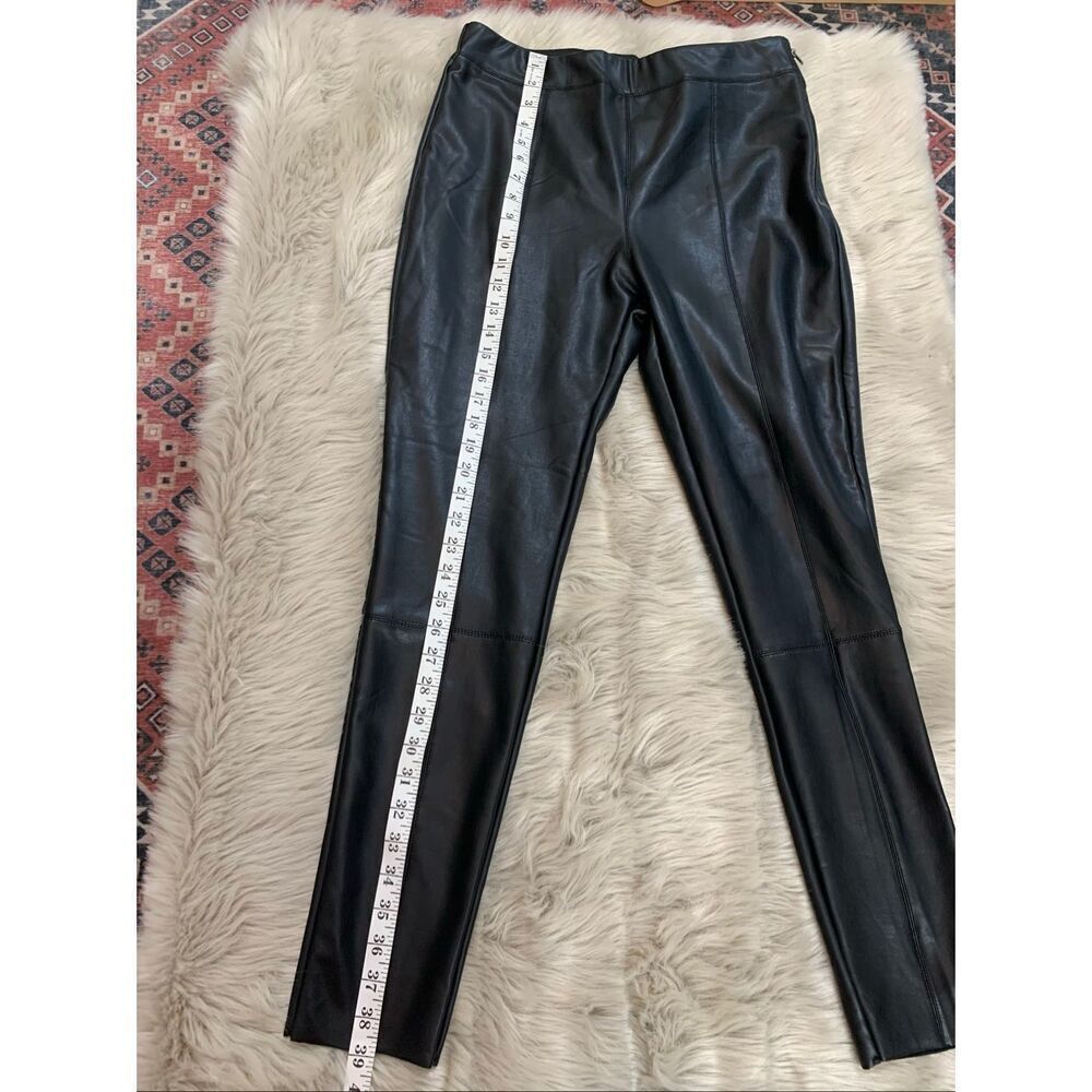NWT TopShop Black  Faux Leather Pleated Skinny Pull-Up Lined Pants 14 - Picture 7 of 8